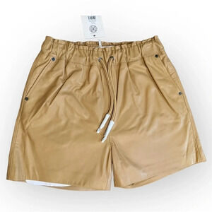 REVOLVE x Lita | Iced Coffee Lambskin Drawstring Shorts (M)